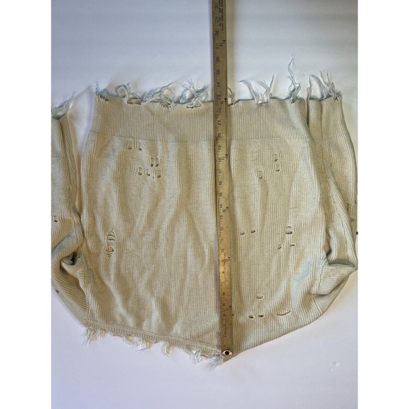 Bennettex womens pull over sweater distressed knit destroyed cream clr. BR - Picture 3 of 7